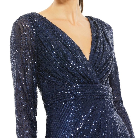NWT Mac Duggal Navy Sequin Dress - Picture 3 of 11